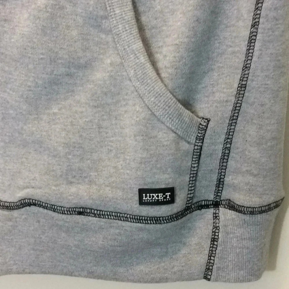 LUXE-T Gray & Black Hoodie Zippered Vest Size 2X - Picture 6 of 10